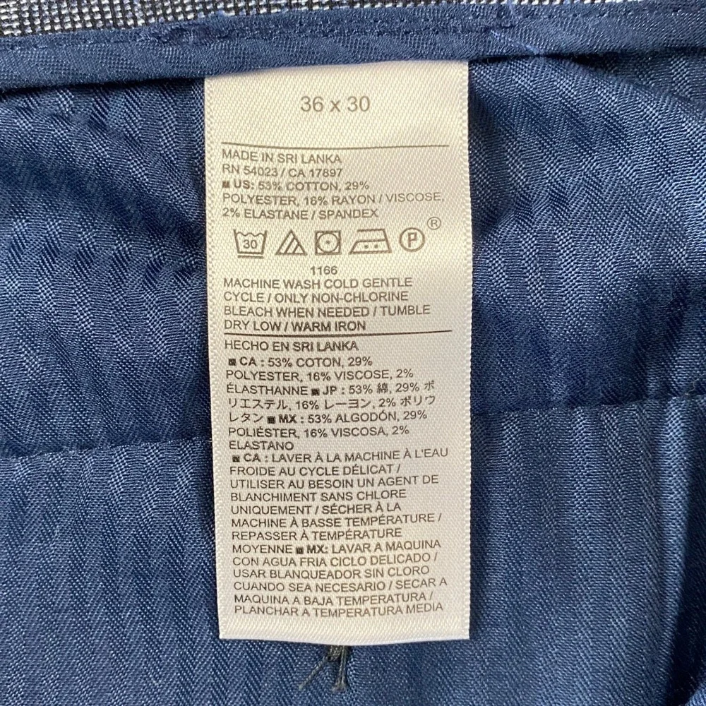 Banana Republic Pants Mens 36x30 Blue Slim Tapered Ankle Glen Plaid Pinstripe